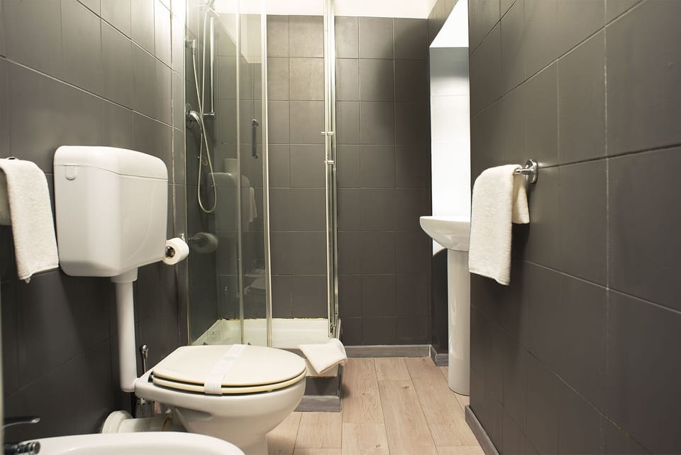 Standard Twin Room | Bathroom | Shower, hair dryer, bidet, towels