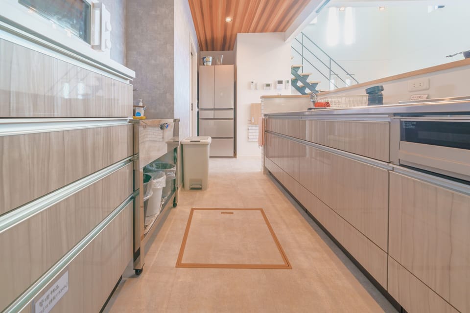 Family Villa | Private kitchen | Fridge, microwave, stovetop, electric kettle
