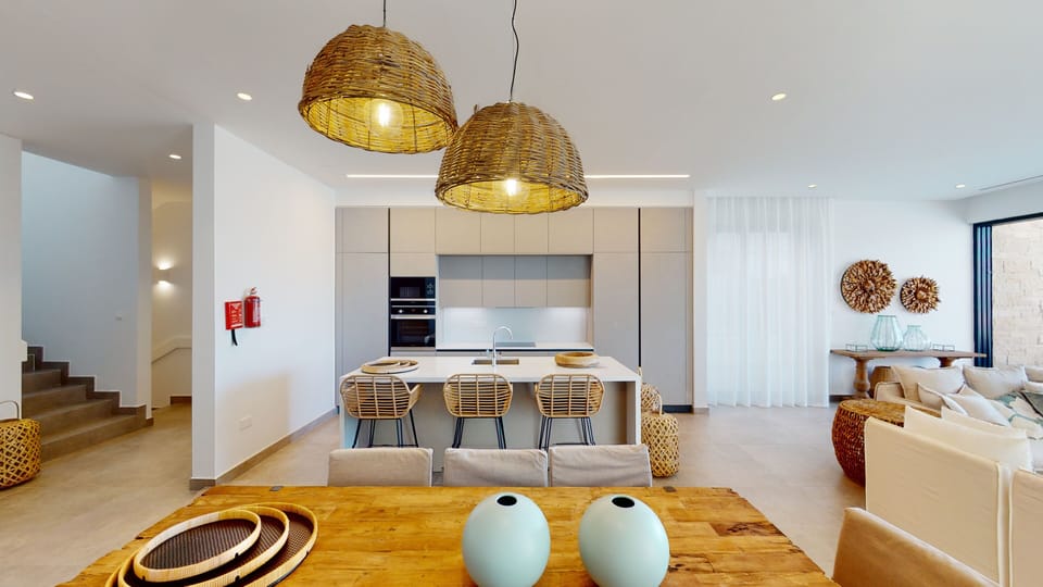 SEA VIEW VILLA POLYMNIA-22 | Private kitchen | Full-size fridge, microwave, oven, stovetop
