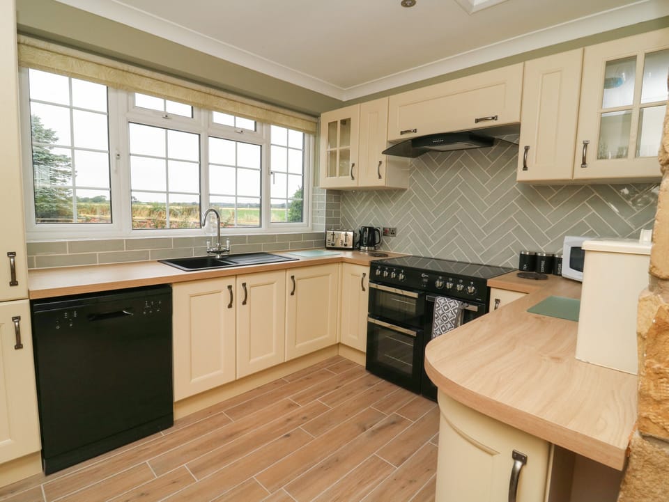 Fridge, dishwasher, electric kettle, toaster