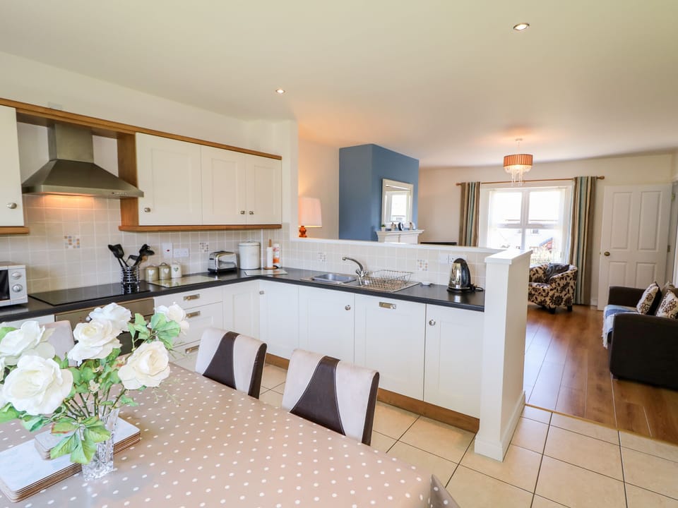 Fridge, dishwasher, electric kettle, toaster