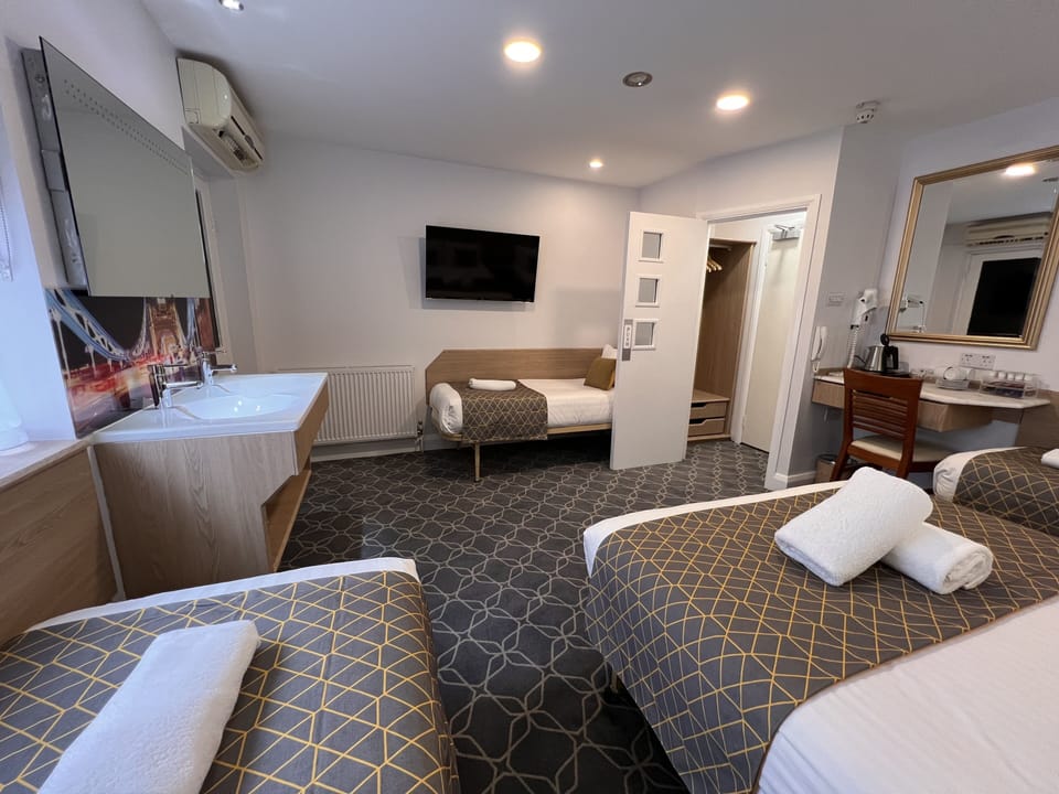 Basic Five Room, Shared Bathroom | Premium bedding, Select Comfort beds, desk, laptop workspace
