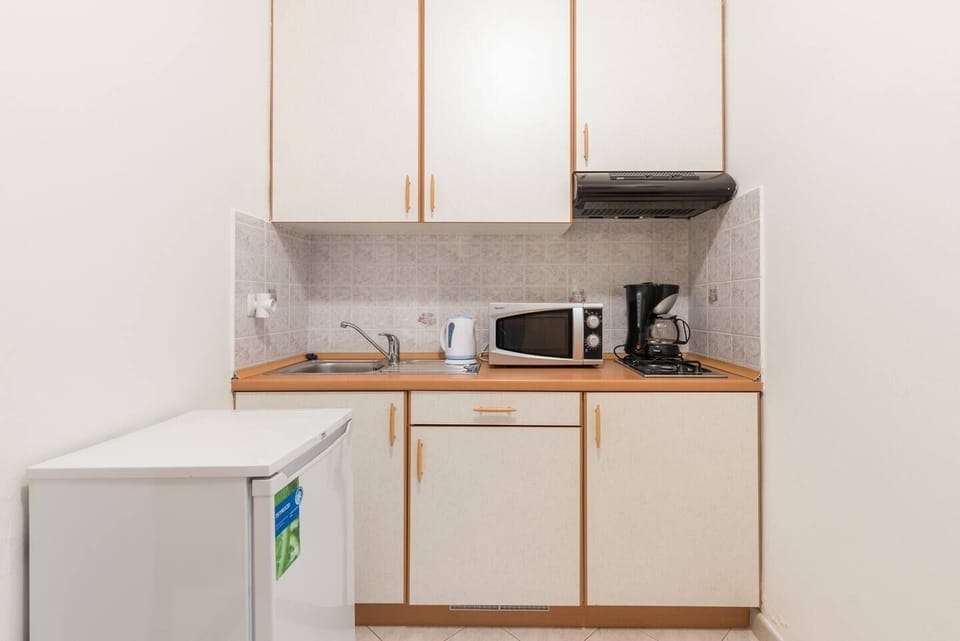 Family Studio | Private kitchen | Fridge, highchair, cookware/dishes/utensils