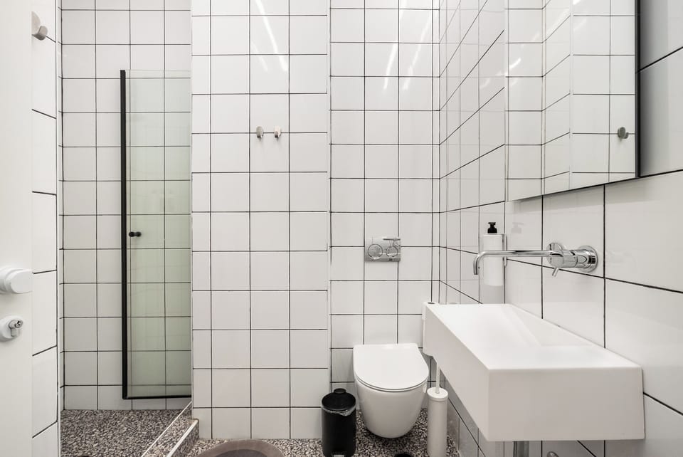 Shower, slippers, towels