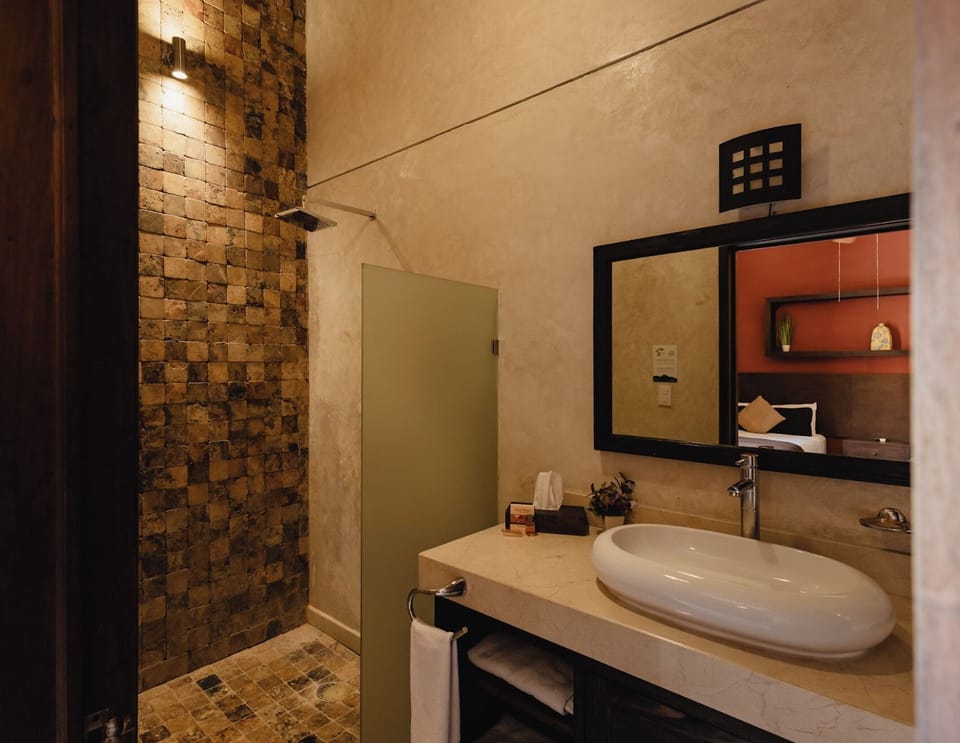 Premium Double Room, 2 Double Beds | Bathroom | Shower, free toiletries, hair dryer, towels