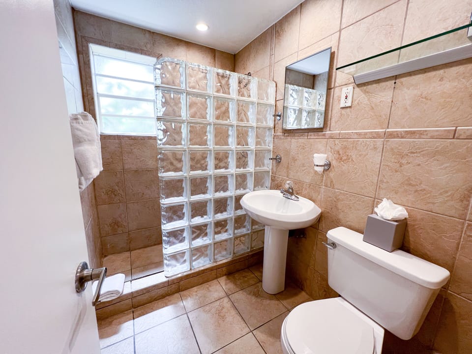 Standard Studio, 1 Queen Bed | Bathroom | Free toiletries, hair dryer, towels, soap