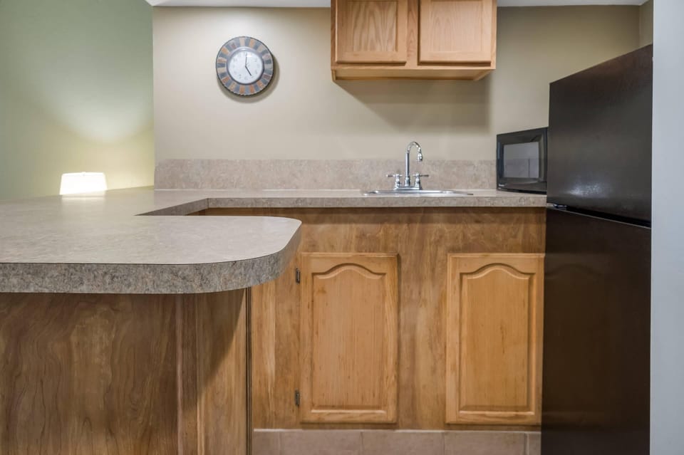 Mini-fridge, microwave, coffee/tea maker