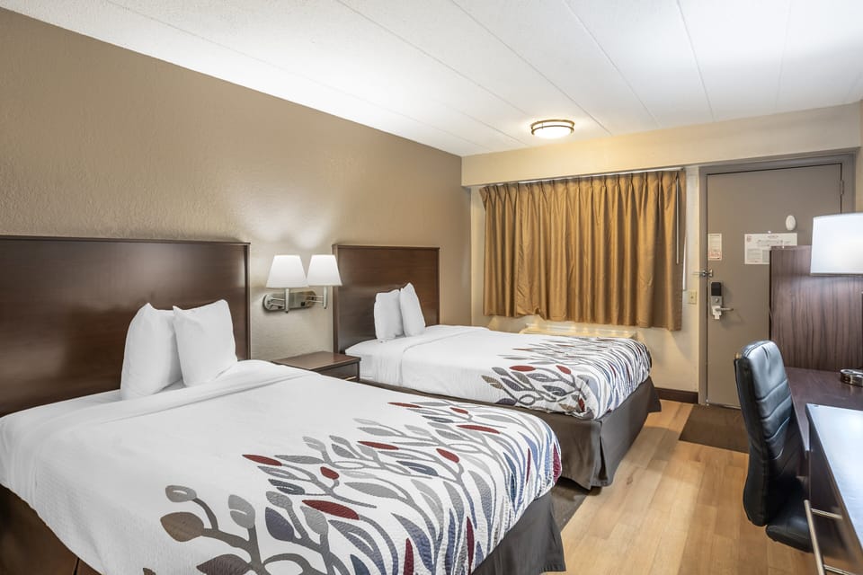 Standard Room, 2 Double Beds, Accessible (Smoke Free) | Desk, laptop workspace, blackout drapes, iron/ironing board