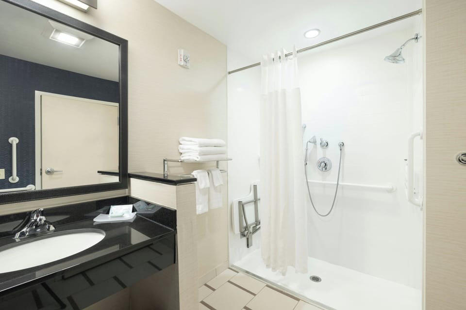 Free toiletries, hair dryer, towels