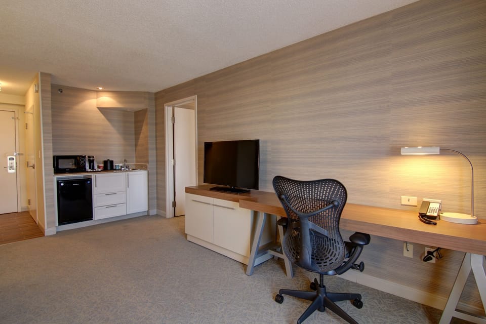 Suite, 1 King Bed | Living area | 55-inch LED TV with digital channels, Netflix, streaming services