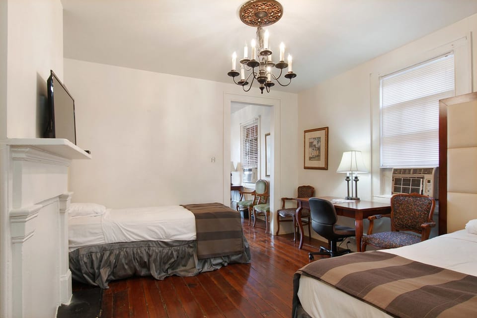 Individually decorated, individually furnished, desk, iron/ironing board