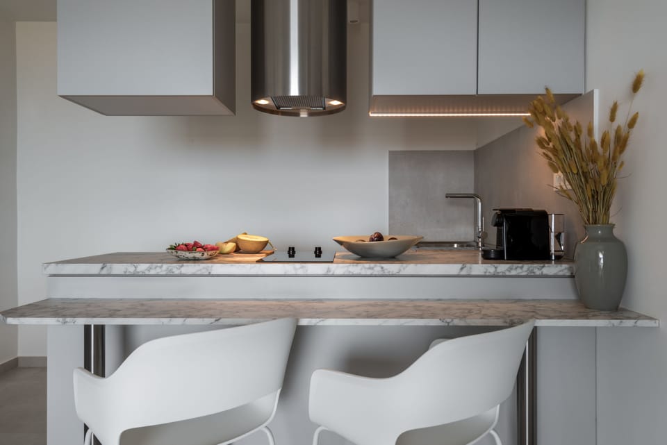 Comfort Apartment | Private kitchen | Full-size fridge, oven, stovetop, espresso maker