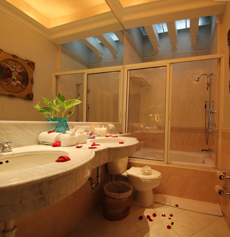 Junior Suite, 1 Bedroom, Hot Tub, Garden View | Bathroom | Shower, free toiletries, hair dryer, bathrobes