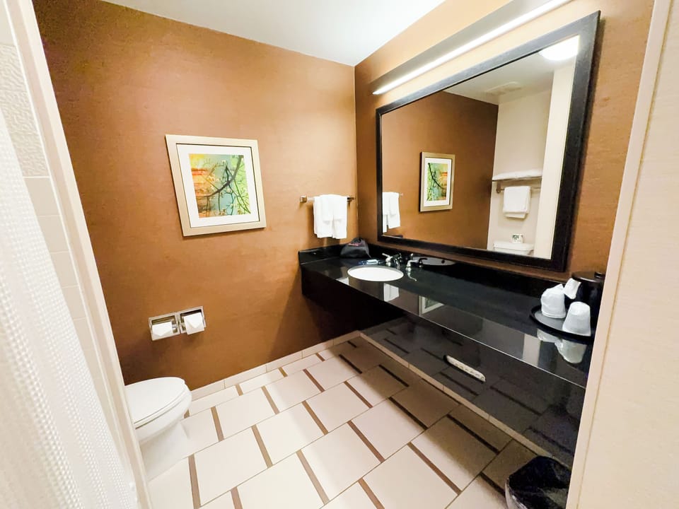 Executive Suite, 1 King Bed with Sofa bed | Bathroom | Combined shower/tub, hair dryer, towels, soap