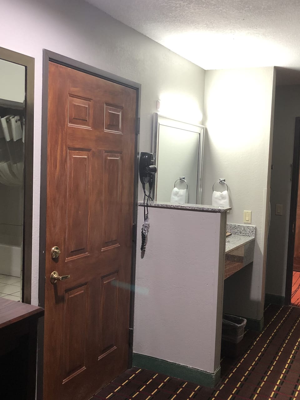 Down comforters, desk, iron/ironing board (on request), WiFi (free)