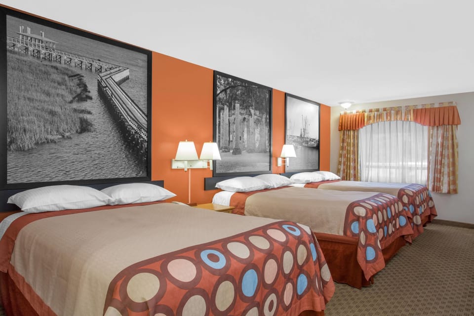 Standard Double Room, Multiple Beds, Non Smoking | Desk, laptop workspace, blackout drapes, iron/ironing board