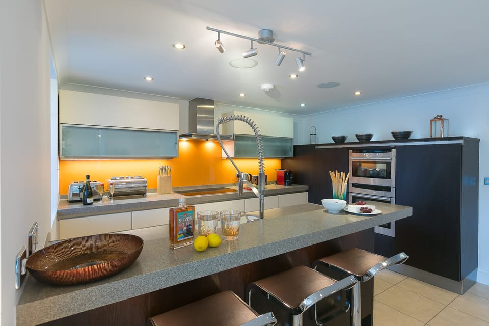 Fridge, dishwasher, electric kettle, toaster