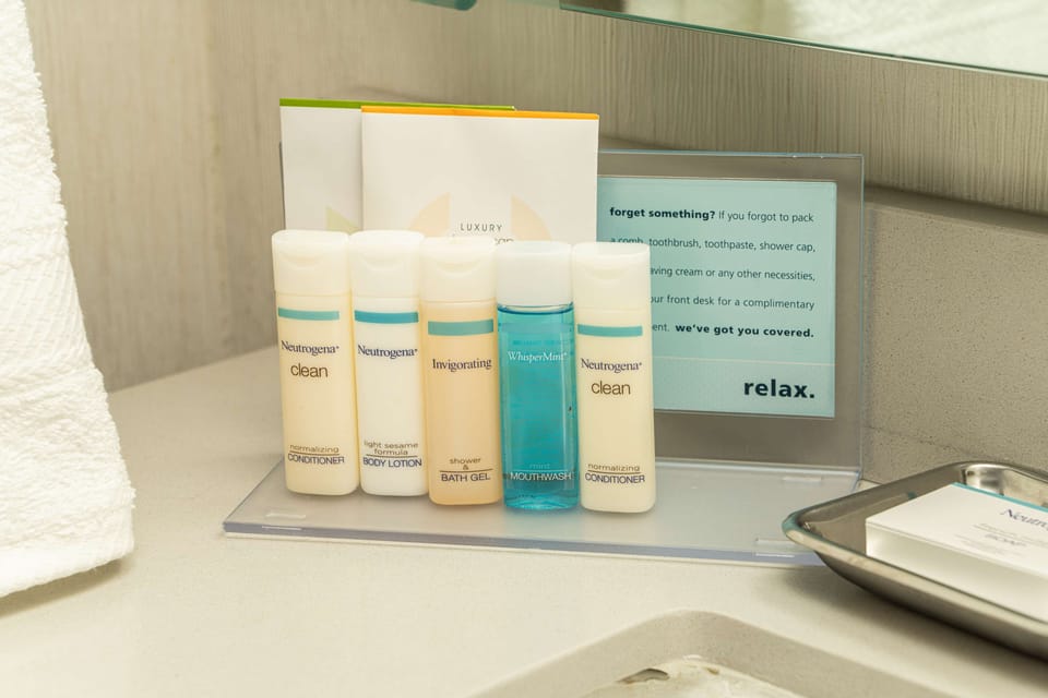 Designer toiletries, towels