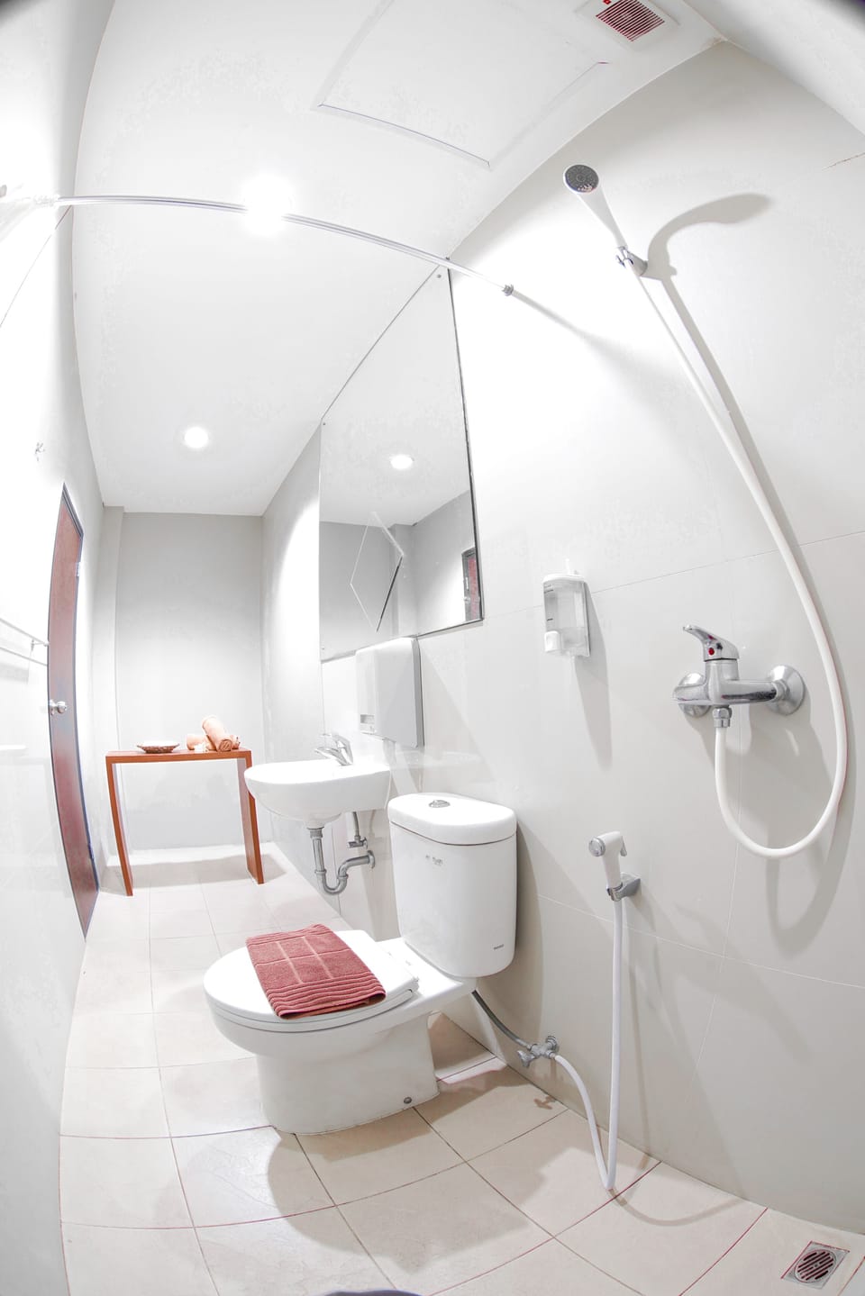 Shower, free toiletries, hair dryer, slippers