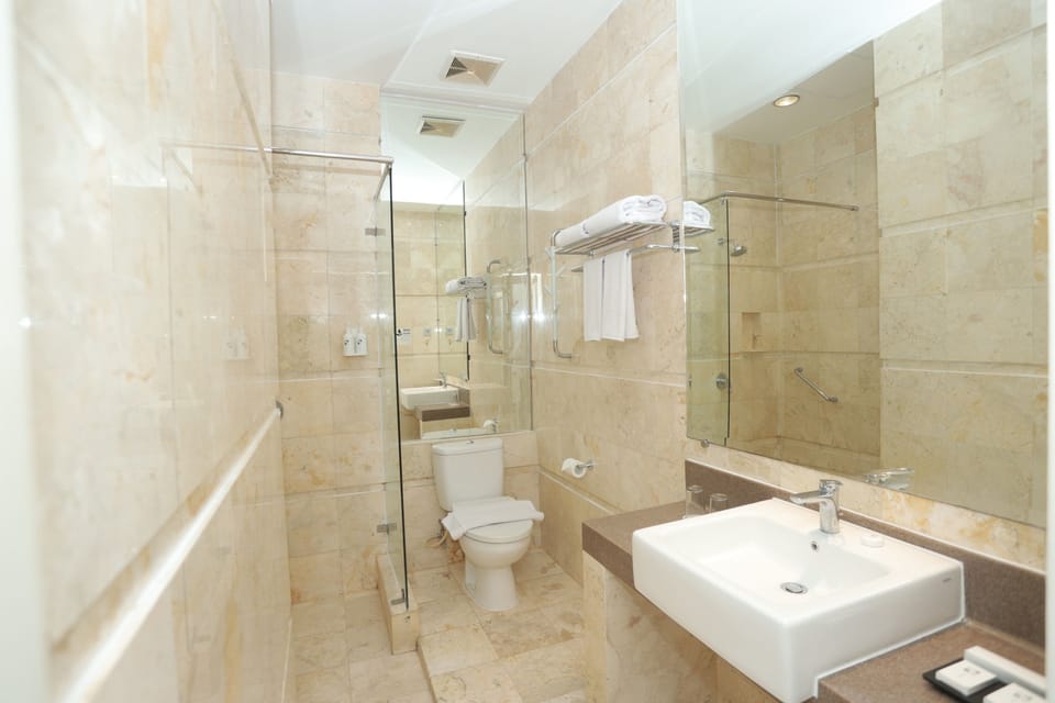 Grand Double Room | Bathroom | Shower, rainfall showerhead, free toiletries, hair dryer (on request)