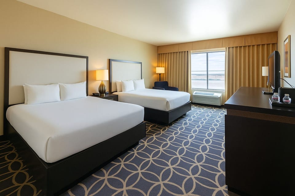 Deluxe Room, 2 Queen Beds, Non Smoking | Hypo-allergenic bedding available, down comforters, in-room safe, desk