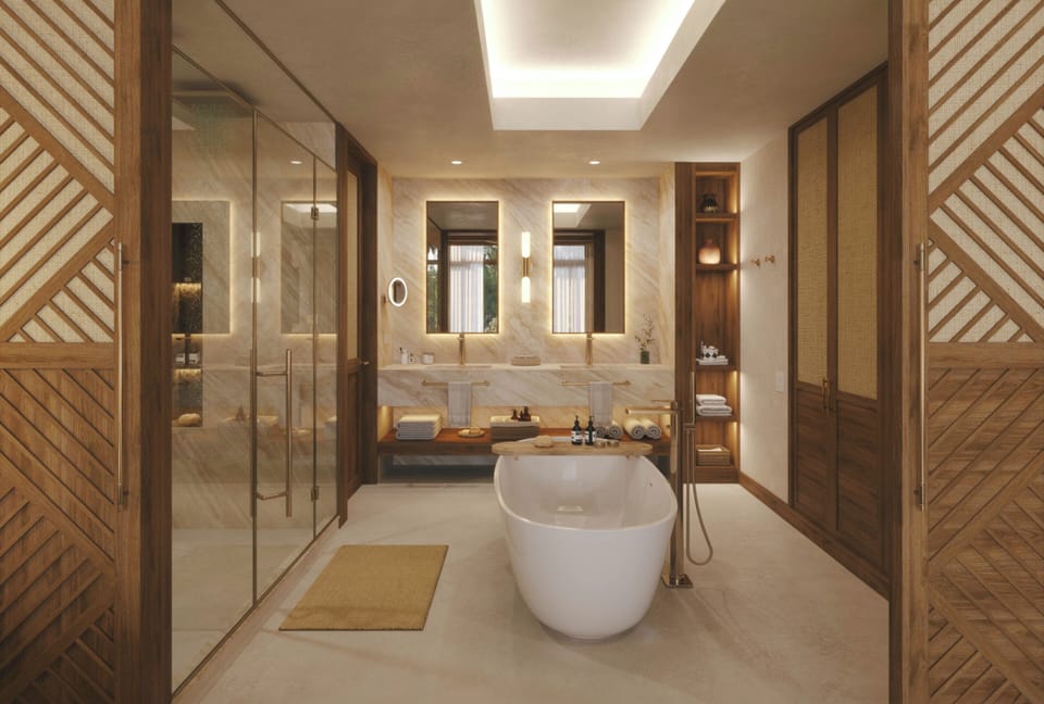Designer toiletries, towels
