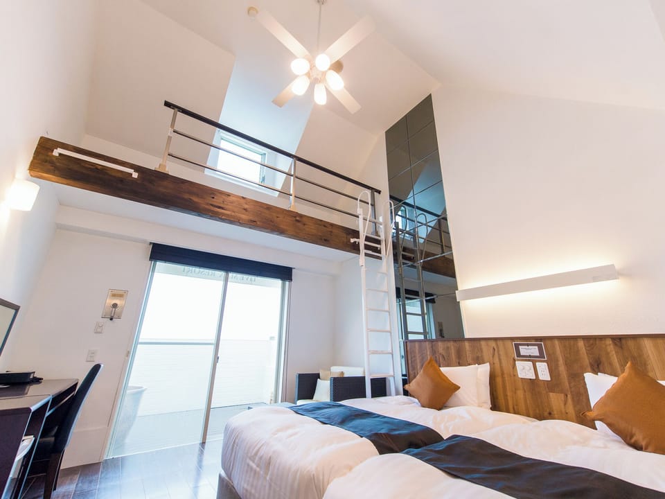 [Western Executive with Loft] Private Terrace & Private Open-air Bath | Premium bedding, desk, free WiFi, bed sheets
