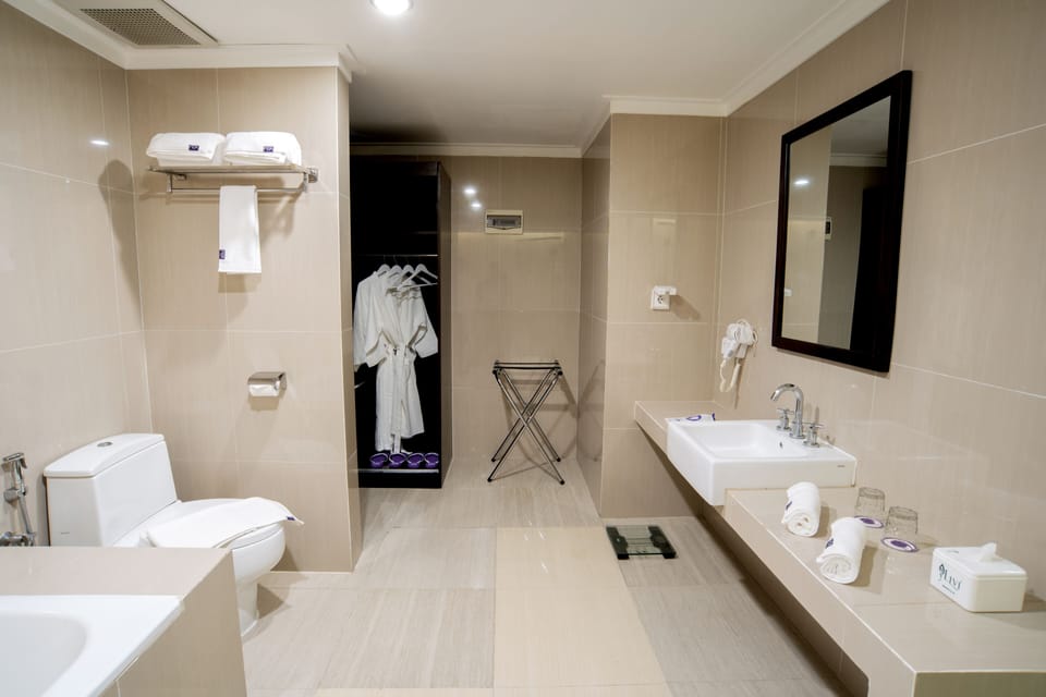 Shower, free toiletries, hair dryer (on request), slippers