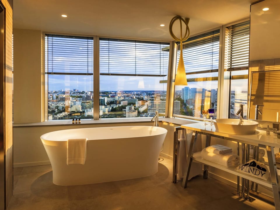 Junior Suite, 1 King Bed, Tower (Eiffel Tower panoramic bath, sunset) | Premium bedding, pillowtop beds, in-room safe, desk