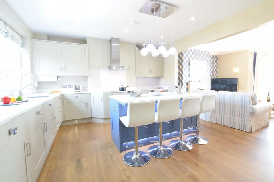 Fridge, dishwasher, cookware/dishes/utensils