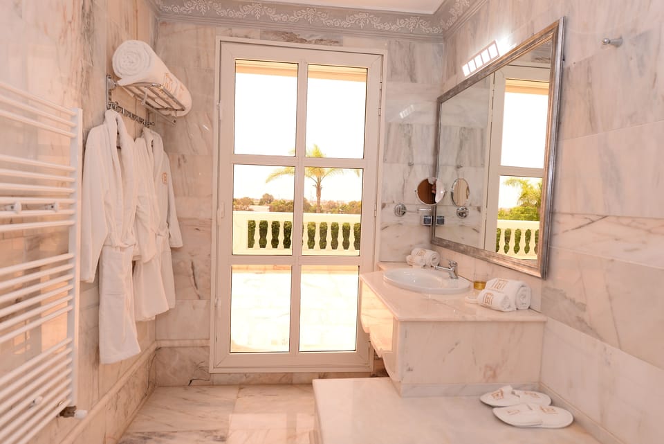Luxury Double Room, 1 Bedroom, Pool View 103 | Bathroom | Separate tub and shower, deep soaking tub, rainfall showerhead