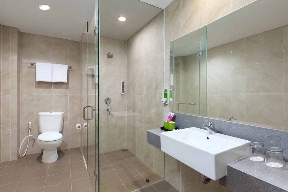 Deluxe Room | Bathroom | Rainfall showerhead, towels