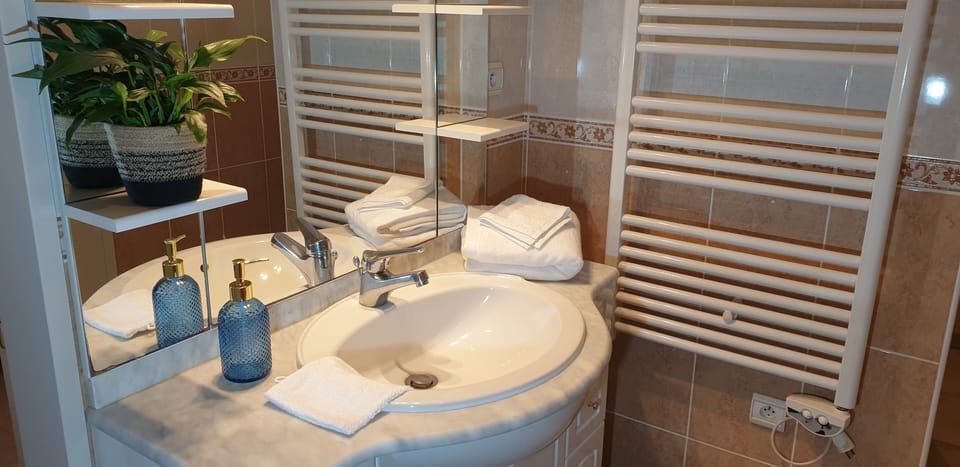 Romantic Double Room | Bathroom | Hair dryer, towels