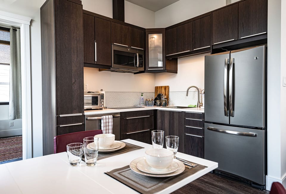 Condo | Private kitchen | Coffee/tea maker, full-size fridge, microwave, stovetop