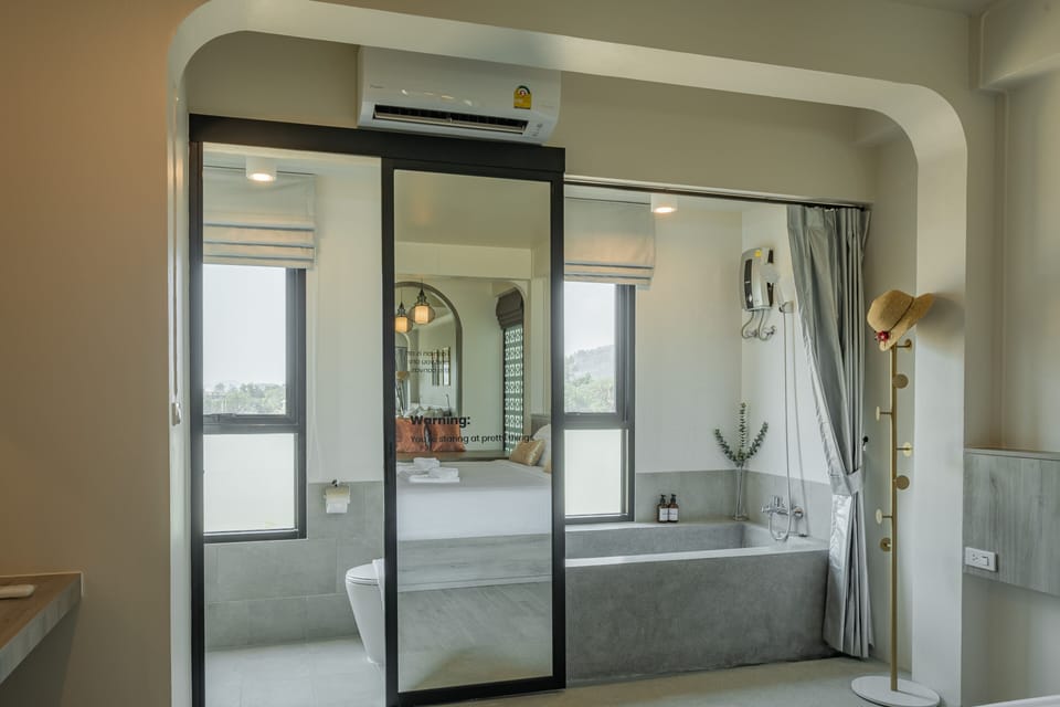Romantic Room, 1 King Bed, Bathtub, Tower, Nature View | Bathroom | Shower, hydromassage showerhead, free toiletries, hair dryer