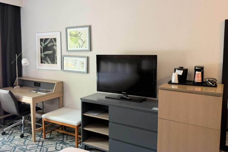 Desk, blackout drapes, iron/ironing board, WiFi (free)