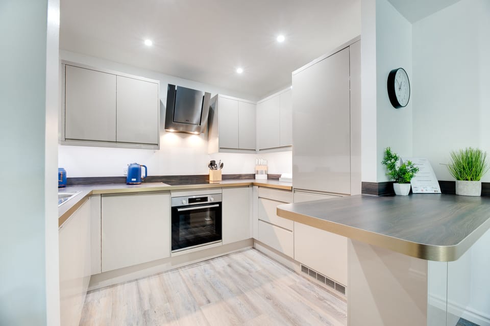 Apartment | Private kitchen | Full-size fridge, microwave, oven, dishwasher