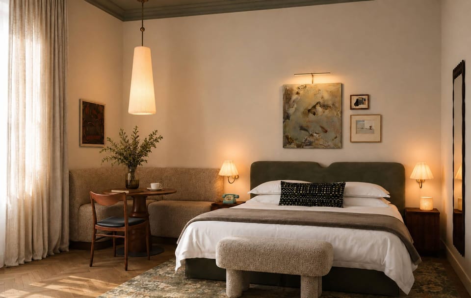 Premium bedding, down comforters, pillowtop beds, laptop workspace