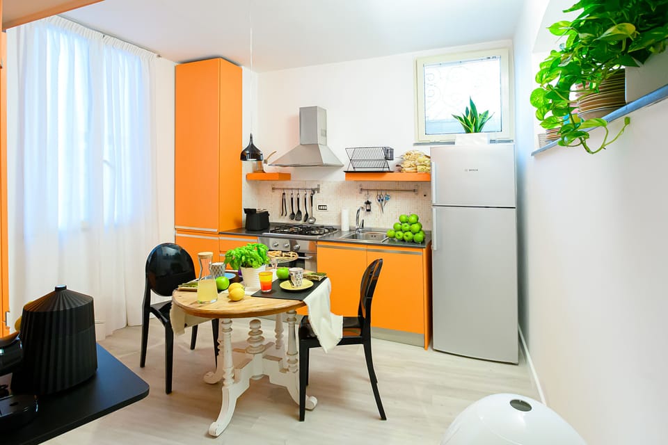 Luxury Apartment | Private kitchen | Full-size fridge, microwave, oven, stovetop
