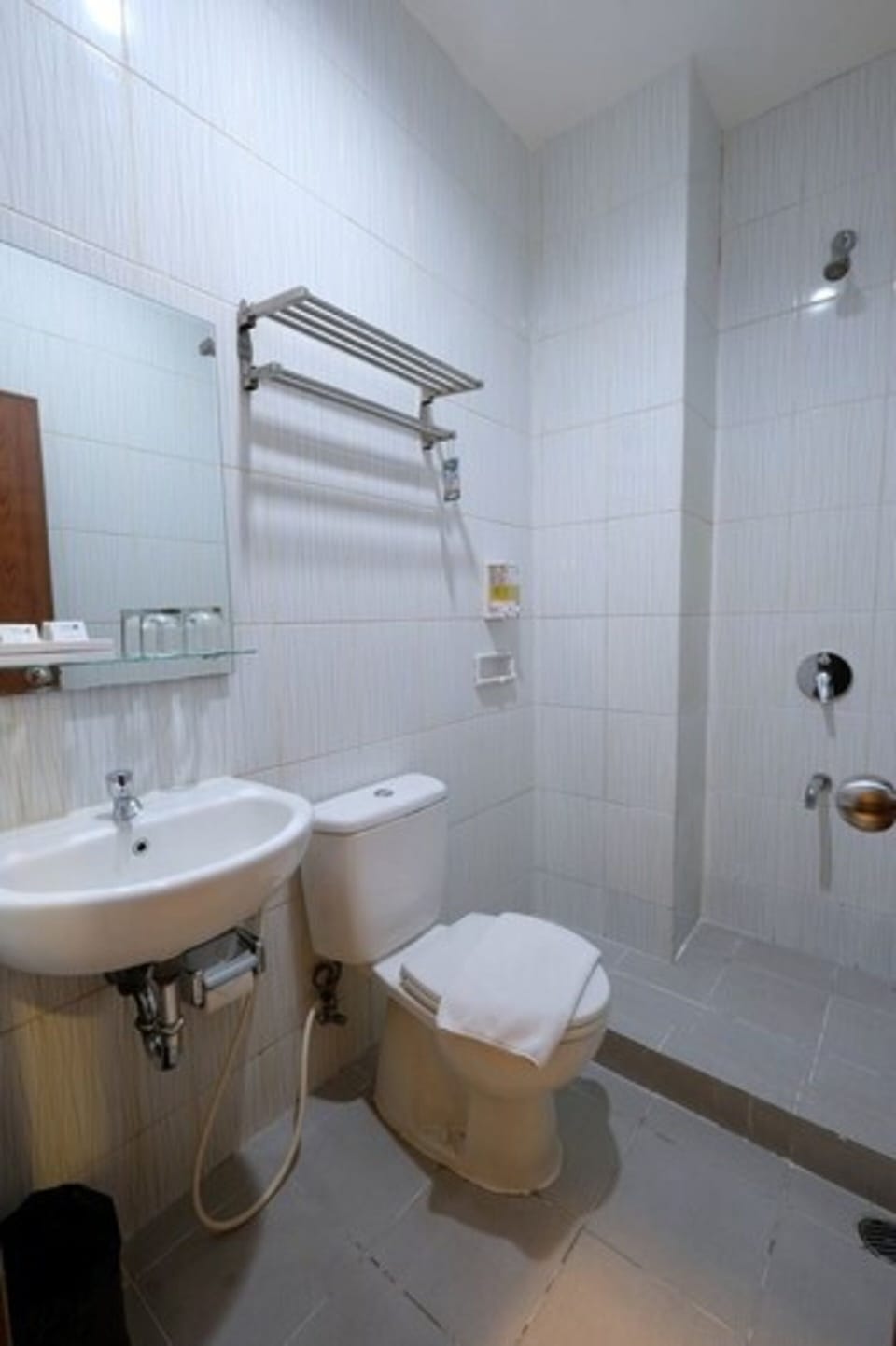 Shower, slippers, towels