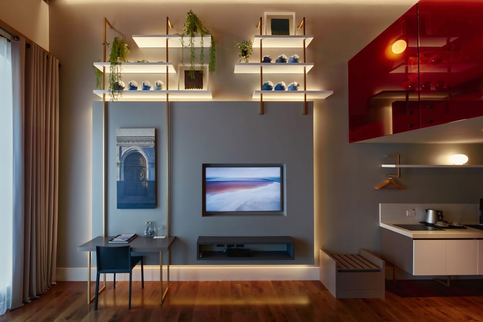 Deluxe Studio Suite, Multiple Beds, City View | Premium bedding, minibar, in-room safe, desk