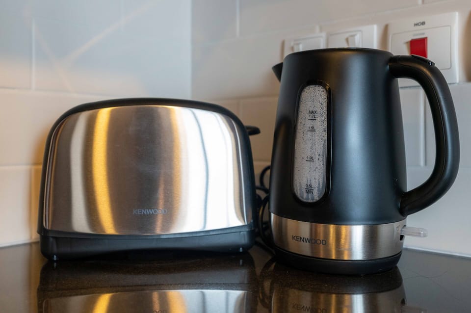 Deluxe Apartment | Private kitchen | Full-size fridge, microwave, oven, stovetop