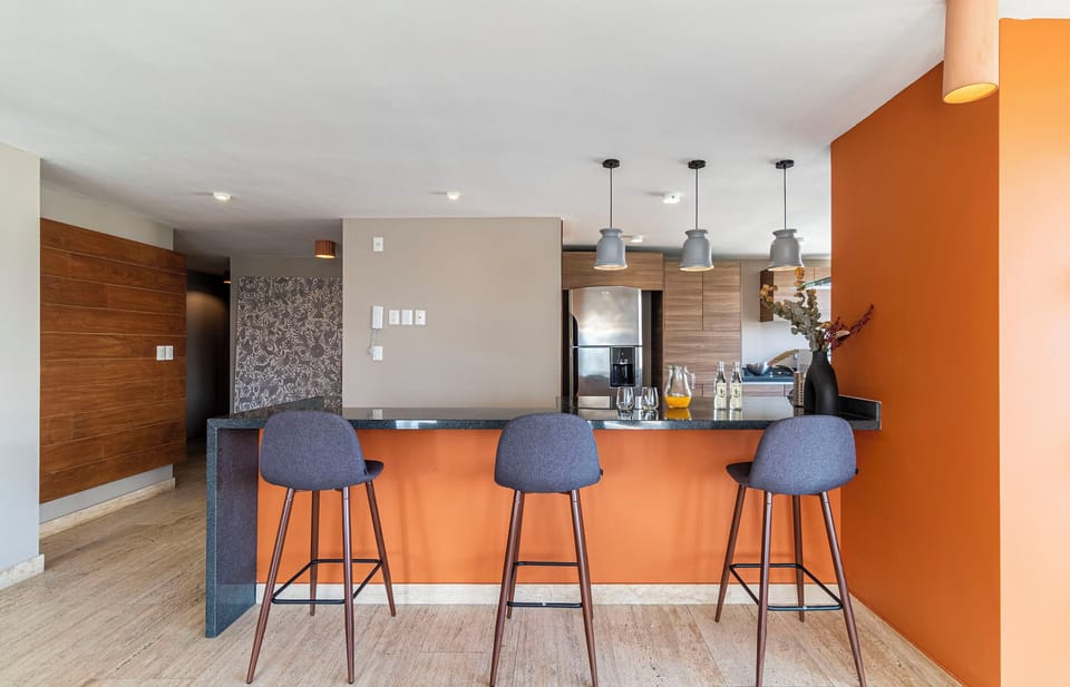 Premium Apartment | Private kitchen | Fridge, microwave, stovetop, espresso maker