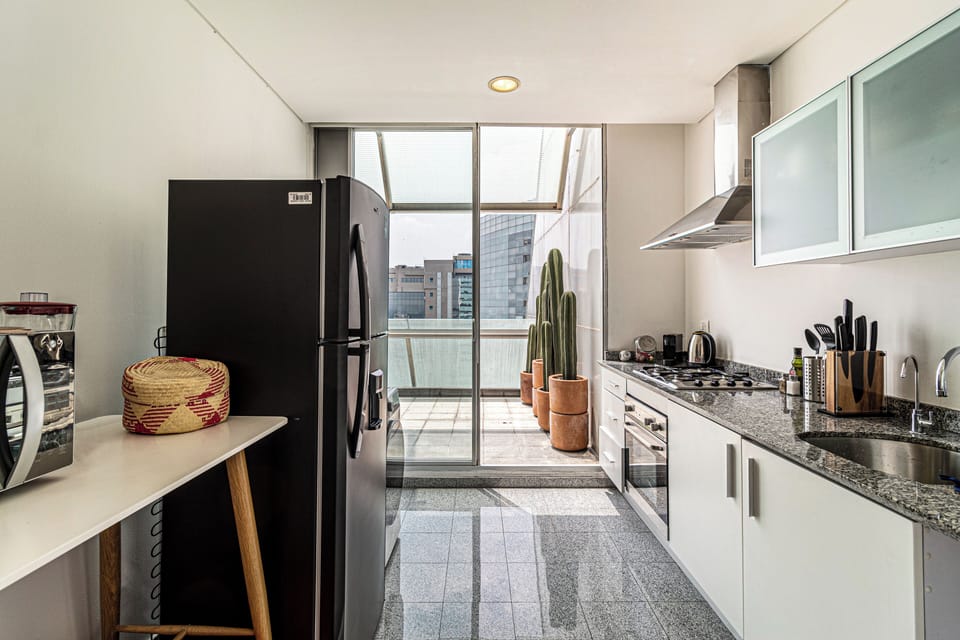 Deluxe Apartment, 1 Bedroom | Private kitchen | Full-size fridge, microwave, oven, stovetop