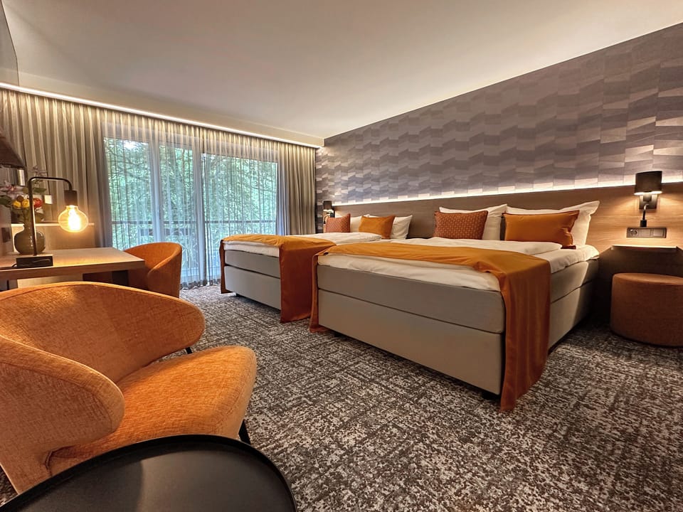 Comfort Twin Room, 2 Double Beds, Non Smoking | Premium bedding, in-room safe, desk, laptop workspace