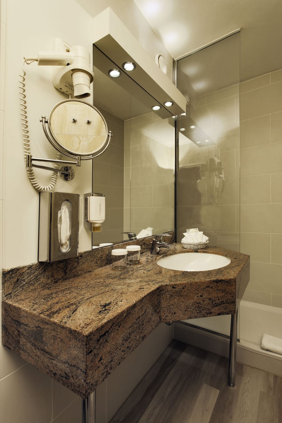 Free toiletries, hair dryer, slippers, towels