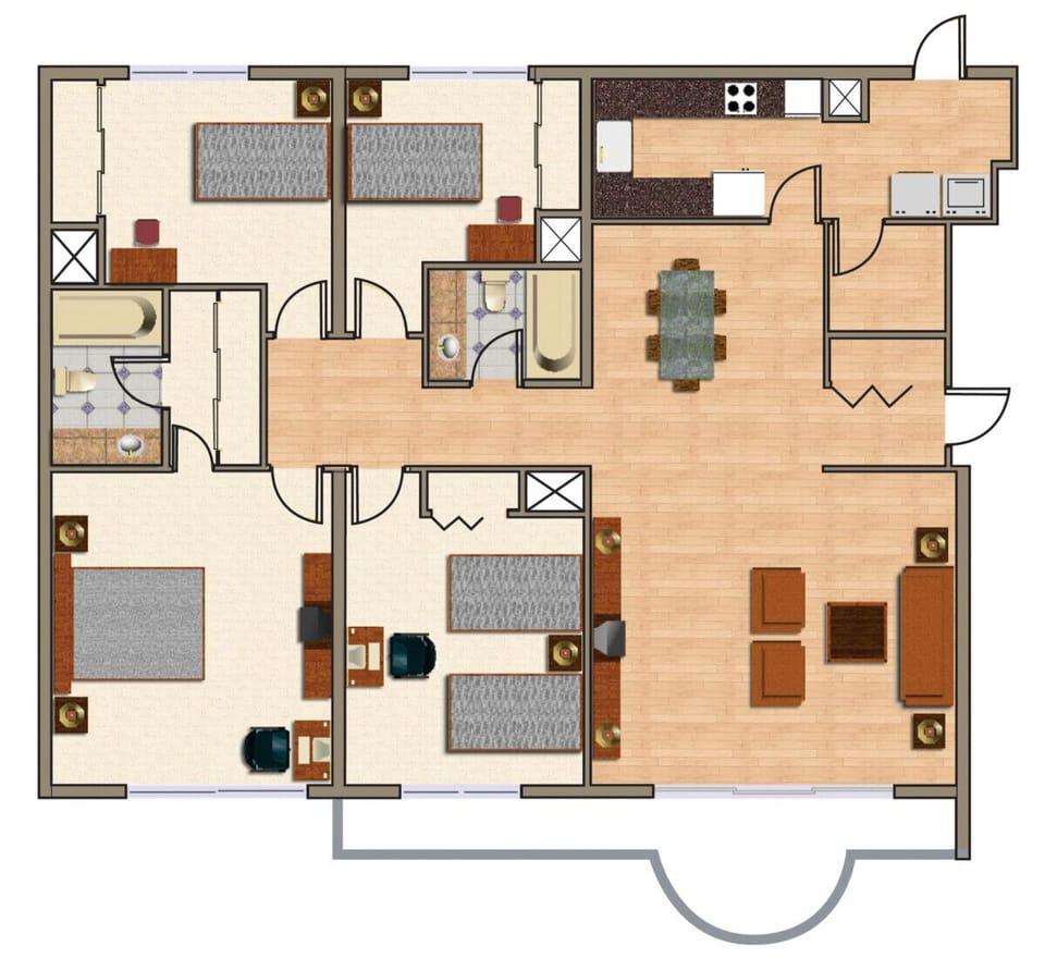 Family Apartment, 4 Bedrooms | Floor plan