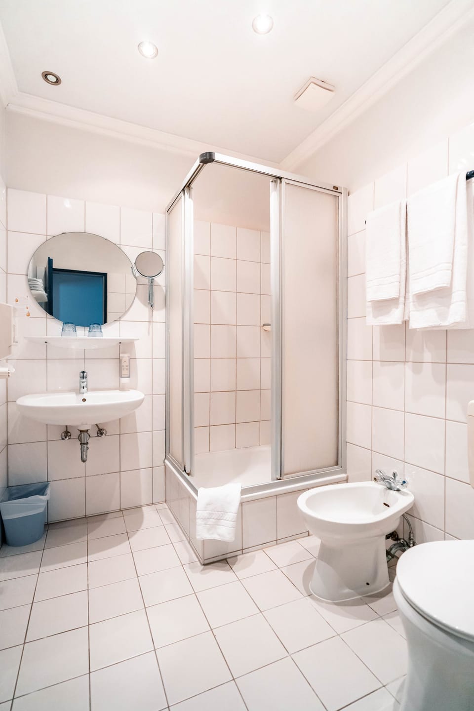 Shower, free toiletries, hair dryer, bidet