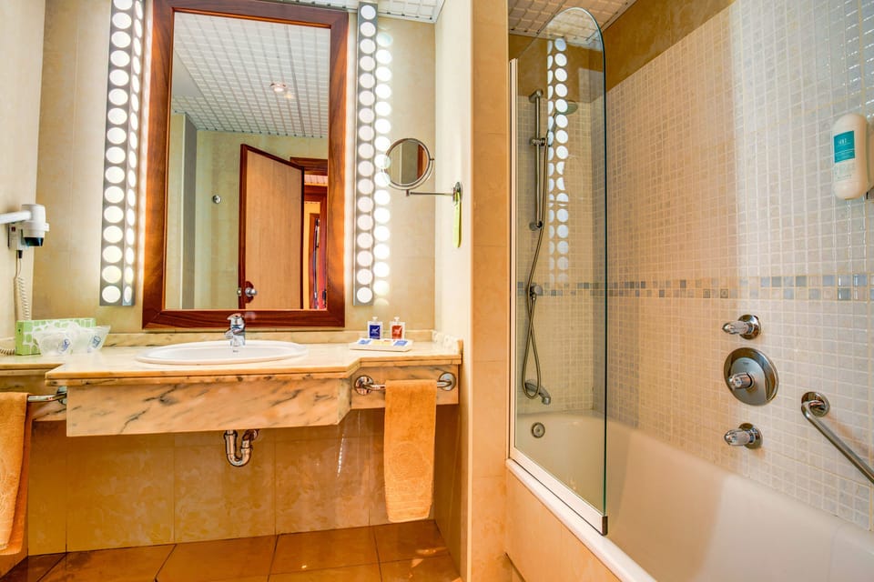 Bathtub, free toiletries, hair dryer, bidet