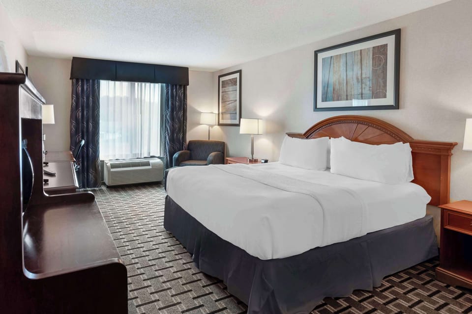 Standard Room, 1 King Bed, Non Smoking, Jetted Tub | Iron/ironing board, free WiFi, bed sheets